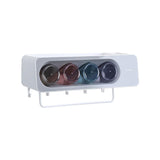 Ecoco Wall-Mounted Toothbrush Holder with 4 Cups and 4 Toothbrush Slots Toiletries Bathroom Storage Rack Black - Extra Image
