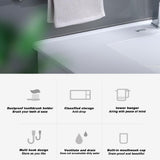 Ecoco Wall-Mounted Toothbrush Holder with 4 Cups and 4 Toothbrush Slots Toiletries Bathroom Storage Rack Grey - Top-Down View