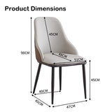 VELLUTO Dining Chair Modern upholstered Leather Kitchen Chairs with armrests Bathtub Chair Leisure Lounge Chair Living Room Bedroom Home Set of 2 (Light Grey Duo) - Close-Up Angle