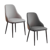 VELLUTO Dining Chair Modern upholstered Leather Kitchen Chairs with armrests Bathtub Chair Leisure Lounge Chair Living Room Bedroom Home Set of 2 Dark