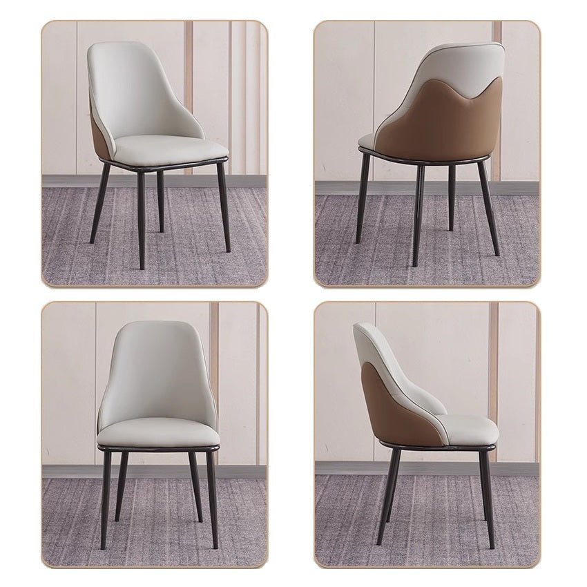 VELLUTO Dining Chair Modern upholstered Leather Kitchen Chairs with armrests Bathtub Chair Leisure Lounge Chair Living Room Bedroom Home Set of 2 Dark