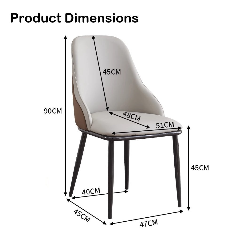 VELLUTO Dining Chair Modern upholstered Leather Kitchen Chairs with armrests Bathtub Chair Leisure Lounge Chair Living Room Bedroom Home Set of 2 Dark