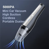 5000Pa Handheld Cordless Car Vacuum Cleaner Powerful Suction Portable Mini Home Wet Dry - Side View