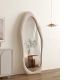 1.7m Standing Maiden Mirror Full Length Aesthetic Full Size Floor Mirror Bedroom Creative Modern Deco Pearl White - Front View
