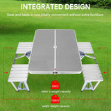 Folding Camping Table with Stools Set Portable Picnic Outdoor Garden BBQ Setting - Top-Down View