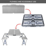 Folding Camping Table with Stools Set Portable Picnic Outdoor Garden BBQ Setting - Close-Up Angle