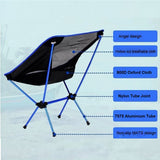 Ultralight Aluminum Alloy Folding Camping Camp Chair Outdoor Hiking Patio Backpacking Red - Front View