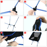 Ultralight Aluminum Alloy Folding Camping Camp Chair Outdoor Hiking Black - 45-Degree Angle