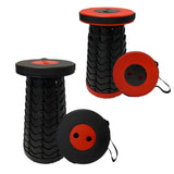 Portable Folding Stool Retractable Travel Seat Camping Fishing Chair Outdoor Black - Front View