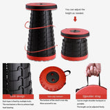 Portable Folding Stool Retractable Travel Seat Camping Fishing Chair Outdoor Red - Front View