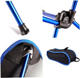 Ultralight Aluminum Alloy Folding Camping Camp Chair Outdoor Hiking Full Blue - Side View