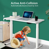 Standing Desk Height Adjustable Sit Stand Motorised Dual Motors Frame Grey Only - Close-Up Angle