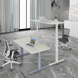 Standing Desk Height Adjustable Sit Stand Motorised White Dual Motors Frame Only - Low Angle