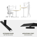 Standing Desk Height Adjustable Sit Stand Motorised Single Motor Frame Only Black - Rear View