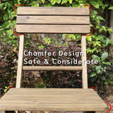 2xBackChair Folding Bistro Set Solid Fir Wood Chair Garden Outdoor Lounge - Front View