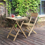 2xBackChair Folding Bistro Set Solid Fir Wood Chair Garden Outdoor Lounge - Side View
