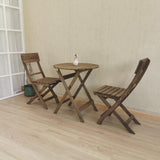 2xBackChair Folding Bistro Set Solid Fir Wood Chair Garden Outdoor Lounge - Rear View