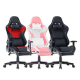 7 RGB Lights Bluetooth Speaker Gaming Chair Ergonomic Racing chair 165° Reclining Gaming Seat 4D Armrest Footrest Black Red - Side View