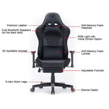 7 RGB Lights Bluetooth Speaker Gaming Chair Ergonomic Racing chair 165° Reclining Gaming Seat 4D Armrest Footrest Black Red - Top-Down View