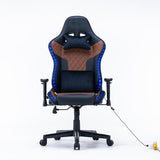 7 RGB Lights Bluetooth Speaker Gaming Chair Ergonomic Racing chair 165° Reclining Gaming Seat 4D Armrest Footrest Black Red - 45-Degree Angle