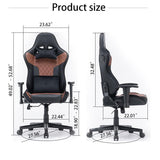 7 RGB Lights Bluetooth Speaker Gaming Chair Ergonomic Racing chair 165° Reclining Gaming Seat 4D Armrest Footrest Black Red - Close-Up Angle