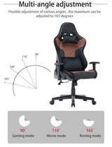 7 RGB Lights Bluetooth Speaker Gaming Chair Ergonomic Racing chair 165° Reclining Gaming Seat 4D Armrest Footrest Black Red - Low Angle