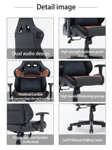 7 RGB Lights Bluetooth Speaker Gaming Chair Ergonomic Racing chair 165° Reclining Gaming Seat 4D Armrest Footrest Black Red - Extra Image