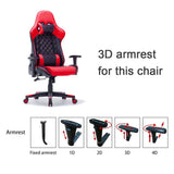 Gaming Chair Ergonomic Racing chair 165° Reclining Gaming Seat 3D Armrest Footrest Black - Rear View