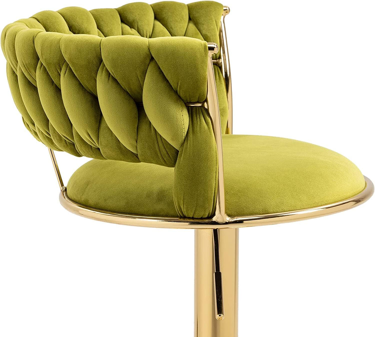 SERENIT? 2x Height Adjustable Swivel Bar Stool Velvet Golden Base Barstools Chairs Padded Seat Olive Green