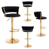 SERENITà Black Velvet Seat Kitchen Breakfast Bar Stools Counter Height Barstools with Back Cushioned Chairs for Home Bar x2 - Side View