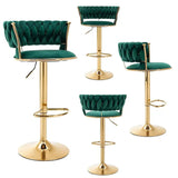 SERENITà Green Velvet Seat Kitchen Breakfast Bar Stools Counter Height Barstools with Back Cushioned Chairs for Home Bar x2 - Side View