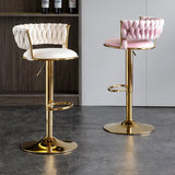SERENITà Ivory Velvet Seat Kitchen Breakfast Bar Stools Counter Height Barstools with Back Cushioned Chairs for Home Bar x2 - Side View