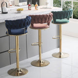 SERENITà Red Bean Brown Velvet Seat Kitchen Breakfast Bar Stools Counter Height Barstools with Back Cushioned Chairs for Home Bar x2 - Front View