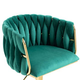 SERENITà Modern Velvet Breakfast Bar Stools Swivel Barstools Adjustable Counter Stools with Backrest Set of 2 Emarald Green