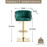 SERENITà Modern Velvet Breakfast Bar Stools Swivel Barstools Adjustable Counter Stools with Backrest Set of 2 Emarald Green