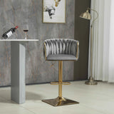 SERENITà Modern Velvet Breakfast Bar Stools Swivel Barstools Adjustable Counter Stools with Backrest Set of 2 Grey - Side View