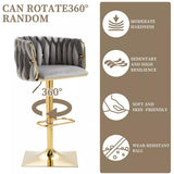 SERENITà Modern Velvet Breakfast Bar Stools Swivel Barstools Adjustable Counter Stools with Backrest Set of 2 Grey - Rear View