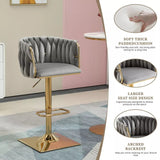 SERENITà Modern Velvet Breakfast Bar Stools Swivel Barstools Adjustable Counter Stools with Backrest Set of 2 Grey - Low Angle