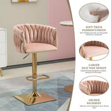 SERENITà Modern Velvet Breakfast Bar Stools Swivel Barstools Adjustable Counter Stools with Backrest Set of 2 Pink - Top-Down View