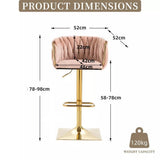 SERENITà Modern Velvet Breakfast Bar Stools Swivel Barstools Adjustable Counter Stools with Backrest Set of 2 Pink - Low Angle