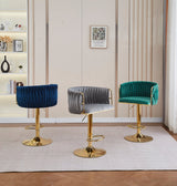 2x Height Adjustable Ivory Swivel Bar Stool Velvet Golden Round Base Barstools Chairs - Top-Down View