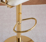 2x Height Adjustable Ivory Swivel Bar Stool Velvet Golden Round Base Barstools Chairs - Extra Image