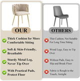 SERENITà Ivory Modern Hand Weaving Dining ChairsVelvet Upholstered Side Chairs with Gold Legs Chic Vanity Chairs with Armrest Accent Chair for Dining Room and Cafe Set of 2 - Close-Up Angle