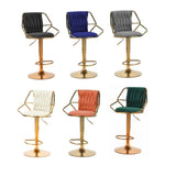 2x Height Velvet Padded Golden Round Base Barstools Chairs with Backrest and Footrest -GREEN - Top-Down View