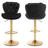 SERENITà Swivel Bar Stools Set of 2 Counter Height Barstools with Back Velvet Upholstered Adjustable Stool Chair Mid Century Modern Bar Stool for Kitchen Island (Black) - Top-Down View