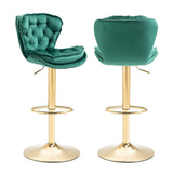 SERENIT? Swivel Bar Stools Set of 2 Counter Height Barstools with Back Velvet Upholstered Adjustable Stool Chair Min Century Modern Bar Stool for Kitchen Island (Emerald Green)