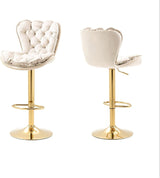 SERENITà Swivel Bar Stools Set of 2 Counter Height Barstools with Back Velvet Upholstered Adjustable Stool Chair Min Century Modern Bar Stool for Kitchen Island (Ivory) - Top-Down View