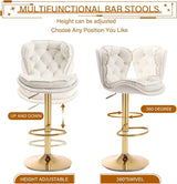 SERENITà Swivel Bar Stools Set of 2 Counter Height Barstools with Back Velvet Upholstered Adjustable Stool Chair Min Century Modern Bar Stool for Kitchen Island (Ivory) - 45-Degree Angle