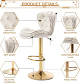 SERENITà Swivel Bar Stools Set of 2 Counter Height Barstools with Back Velvet Upholstered Adjustable Stool Chair Min Century Modern Bar Stool for Kitchen Island (Ivory) - Rear View