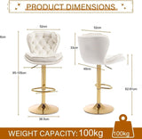 SERENITà Swivel Bar Stools Set of 2 Counter Height Barstools with Back Velvet Upholstered Adjustable Stool Chair Min Century Modern Bar Stool for Kitchen Island (Ivory) - Close-Up Angle